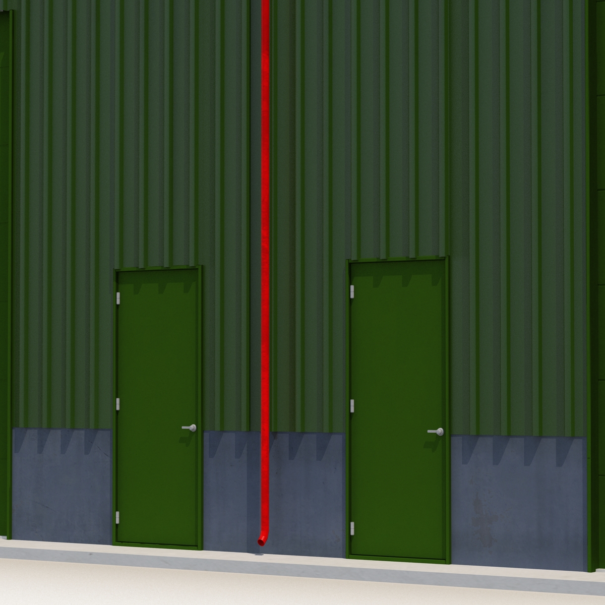 Warehouse Building Green 3D model