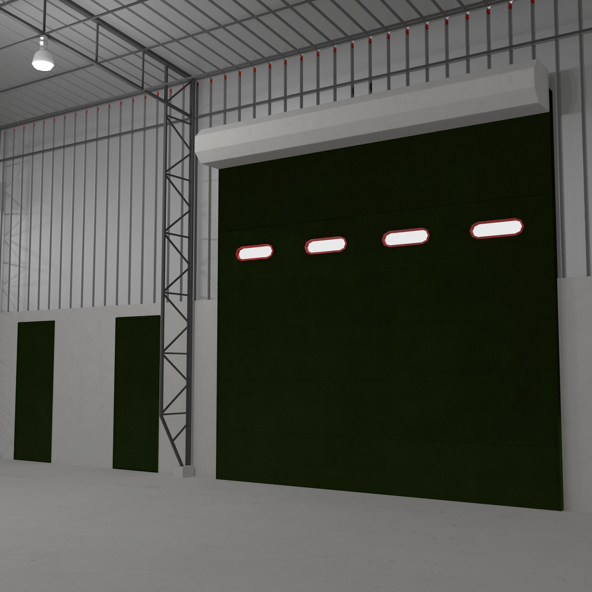 Warehouse Building Green 3D model