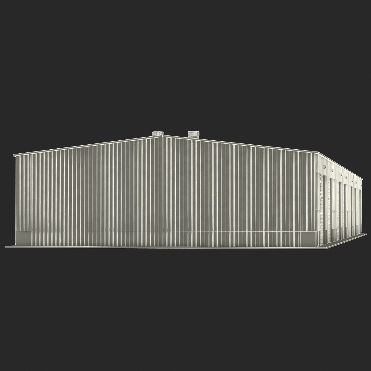 Warehouse Building Green 3D model