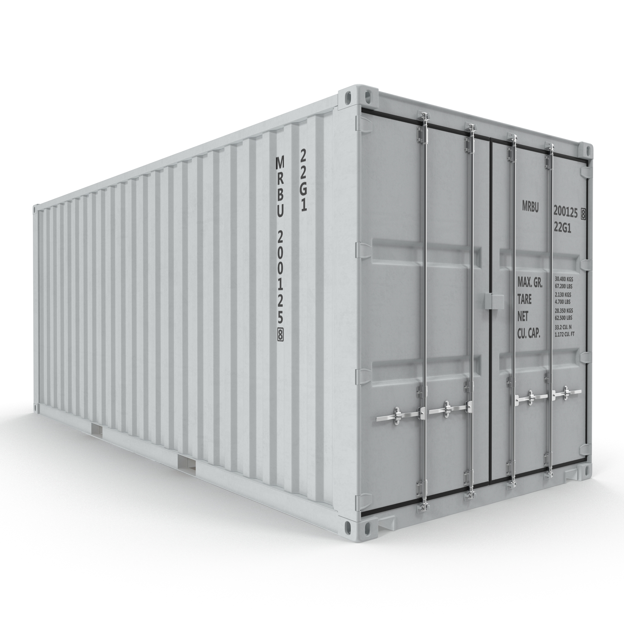 3D model 20 ft ISO Container White