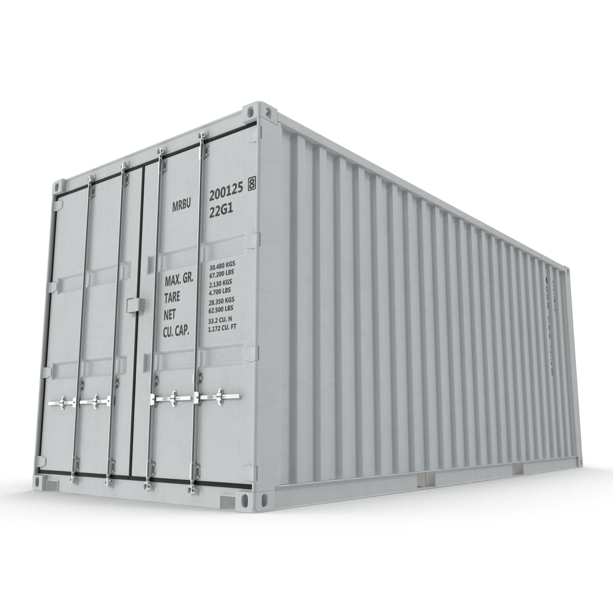 3D model 20 ft ISO Container White