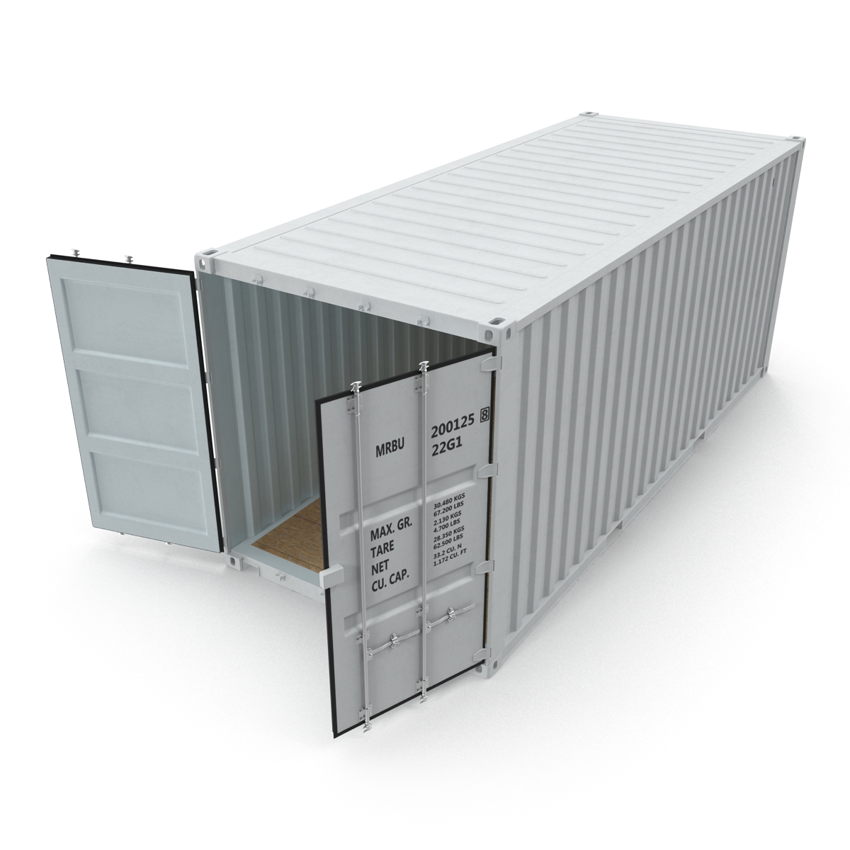 3D model 20 ft ISO Container White