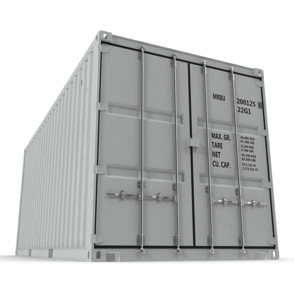 3D model 20 ft ISO Container White