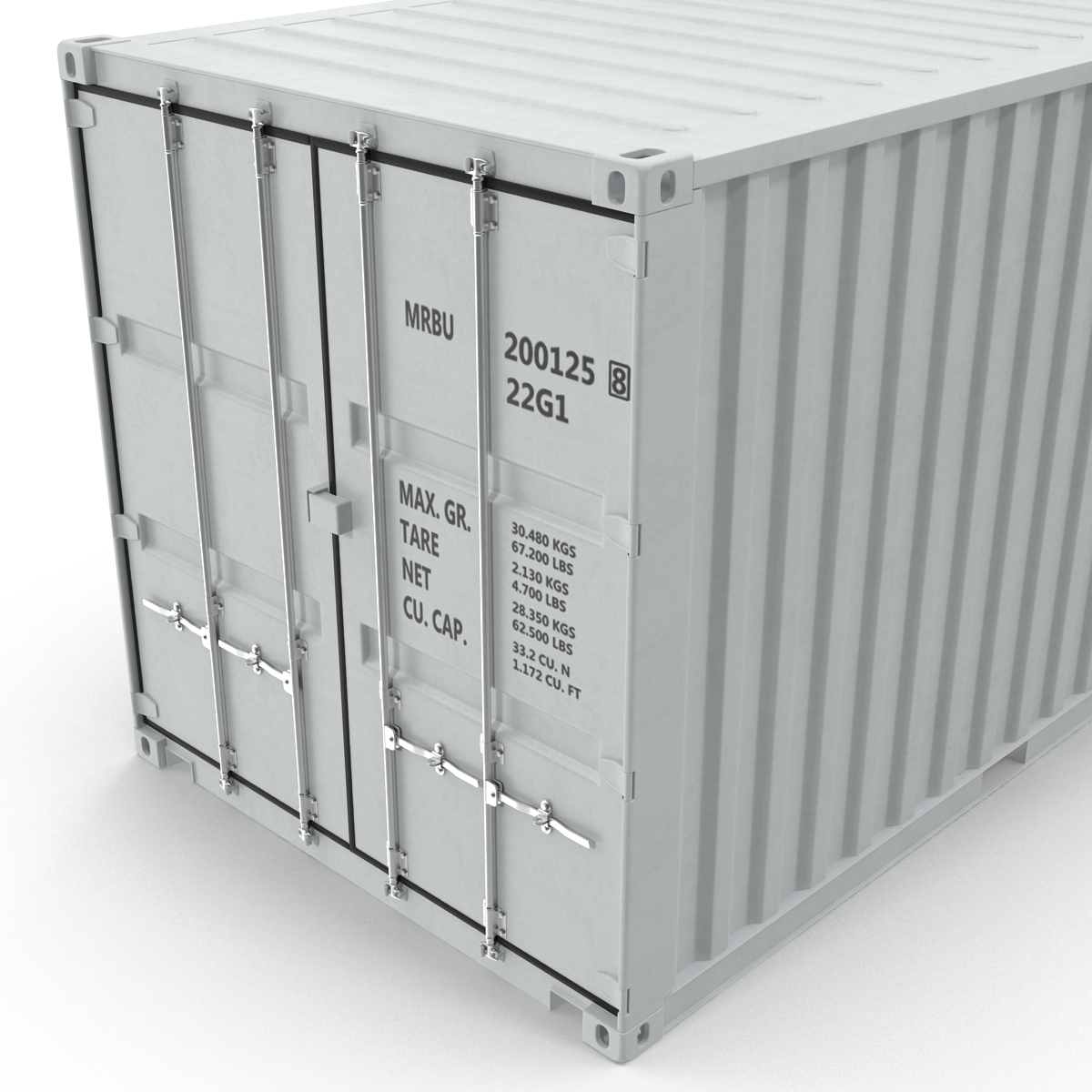 3D model 20 ft ISO Container White