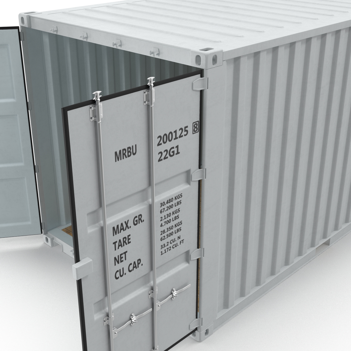 3D model 20 ft ISO Container White