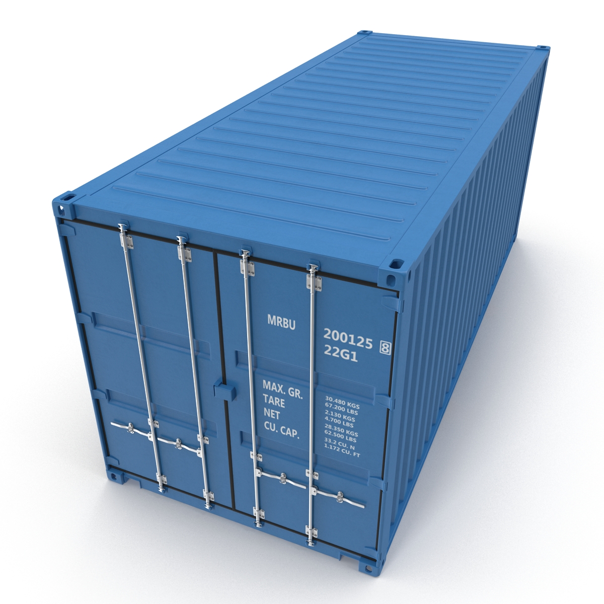 20 ft ISO Container Blue 3D model