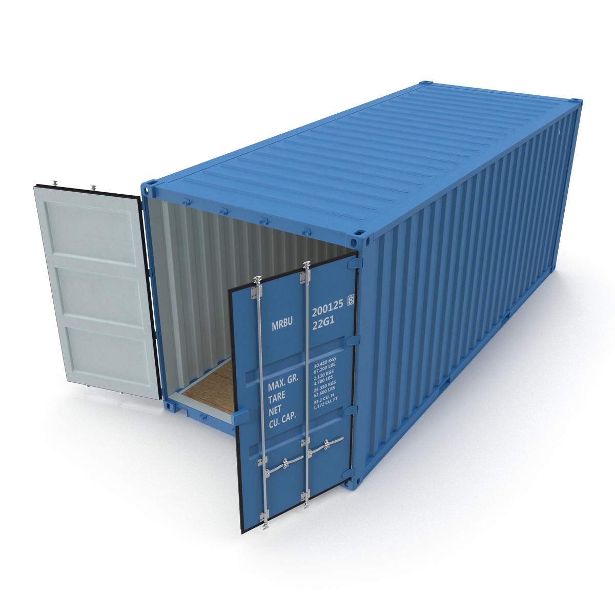 20 ft ISO Container Blue 3D model