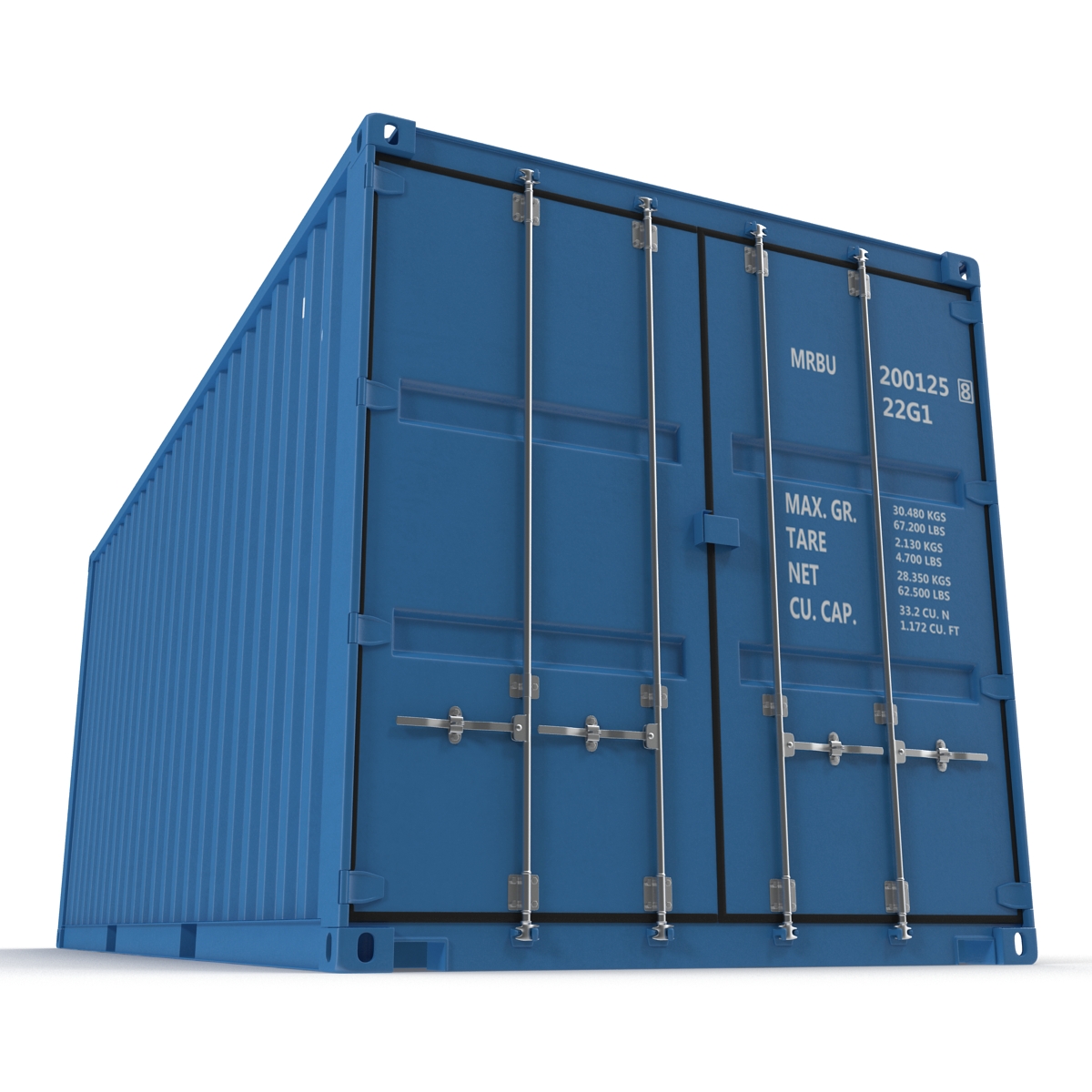 20 ft ISO Container Blue 3D model