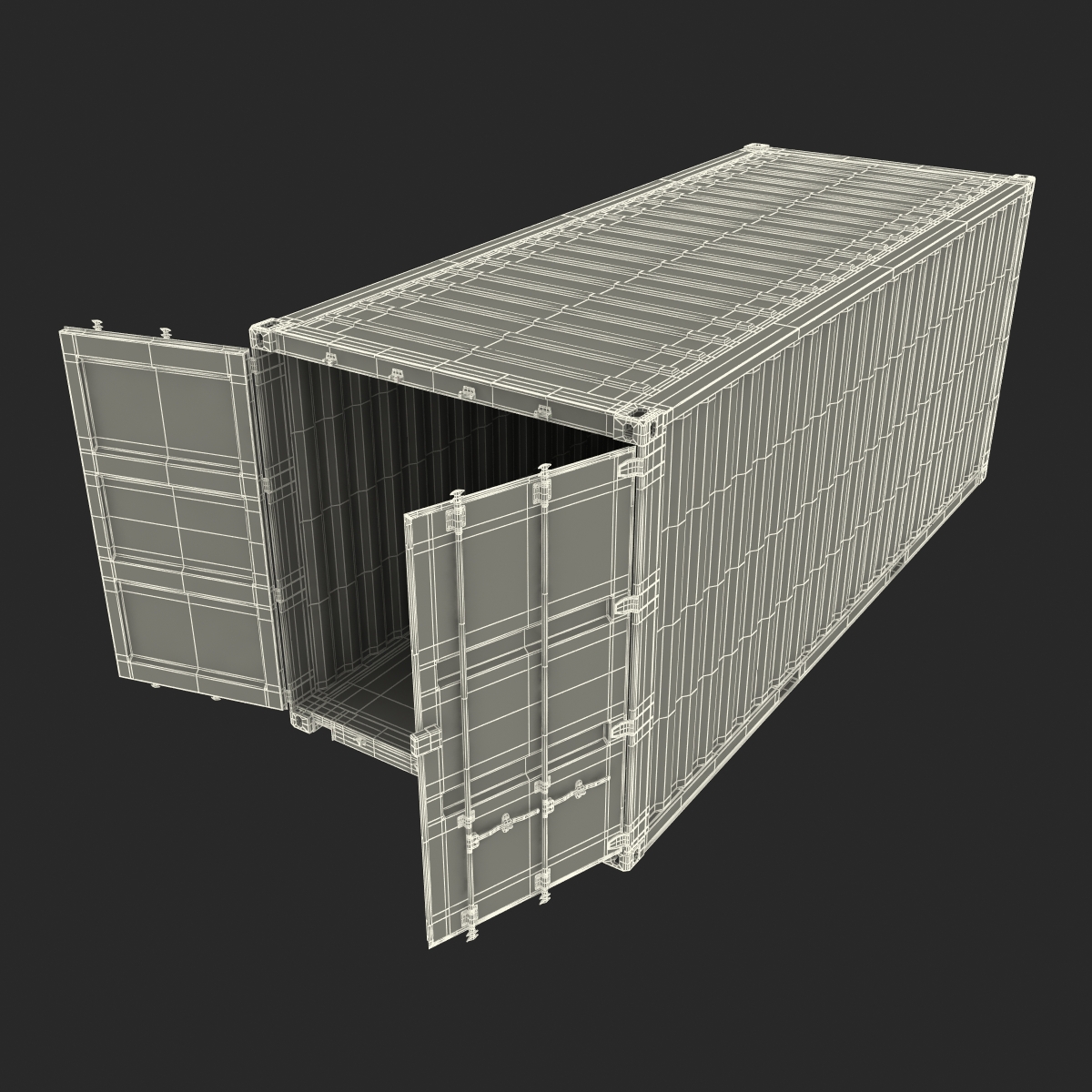 3D model 20 ft ISO Container White