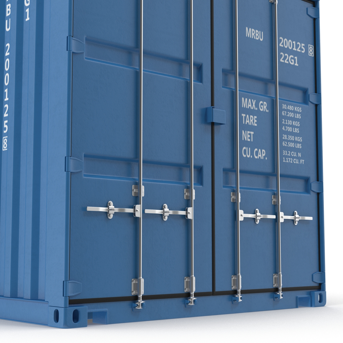 20 ft ISO Container Blue 3D model