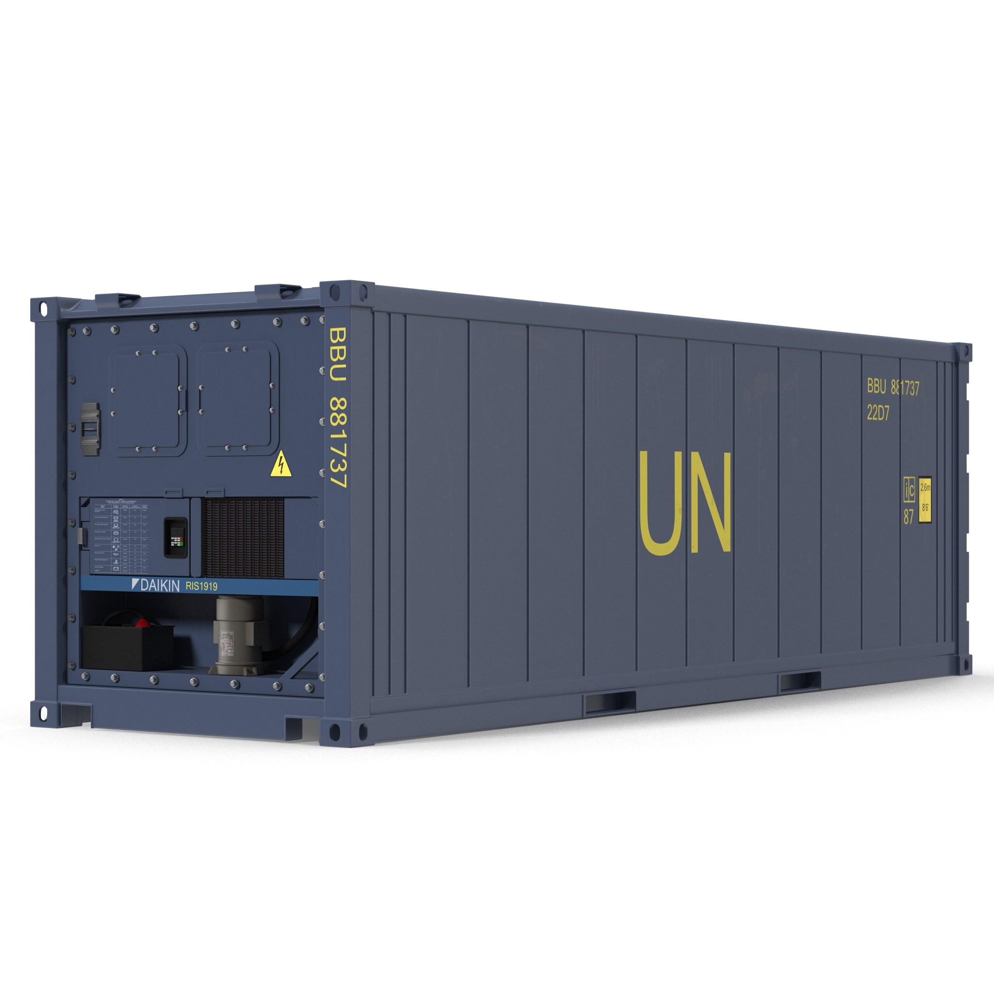 3D ISO Refrigerated Container Blue