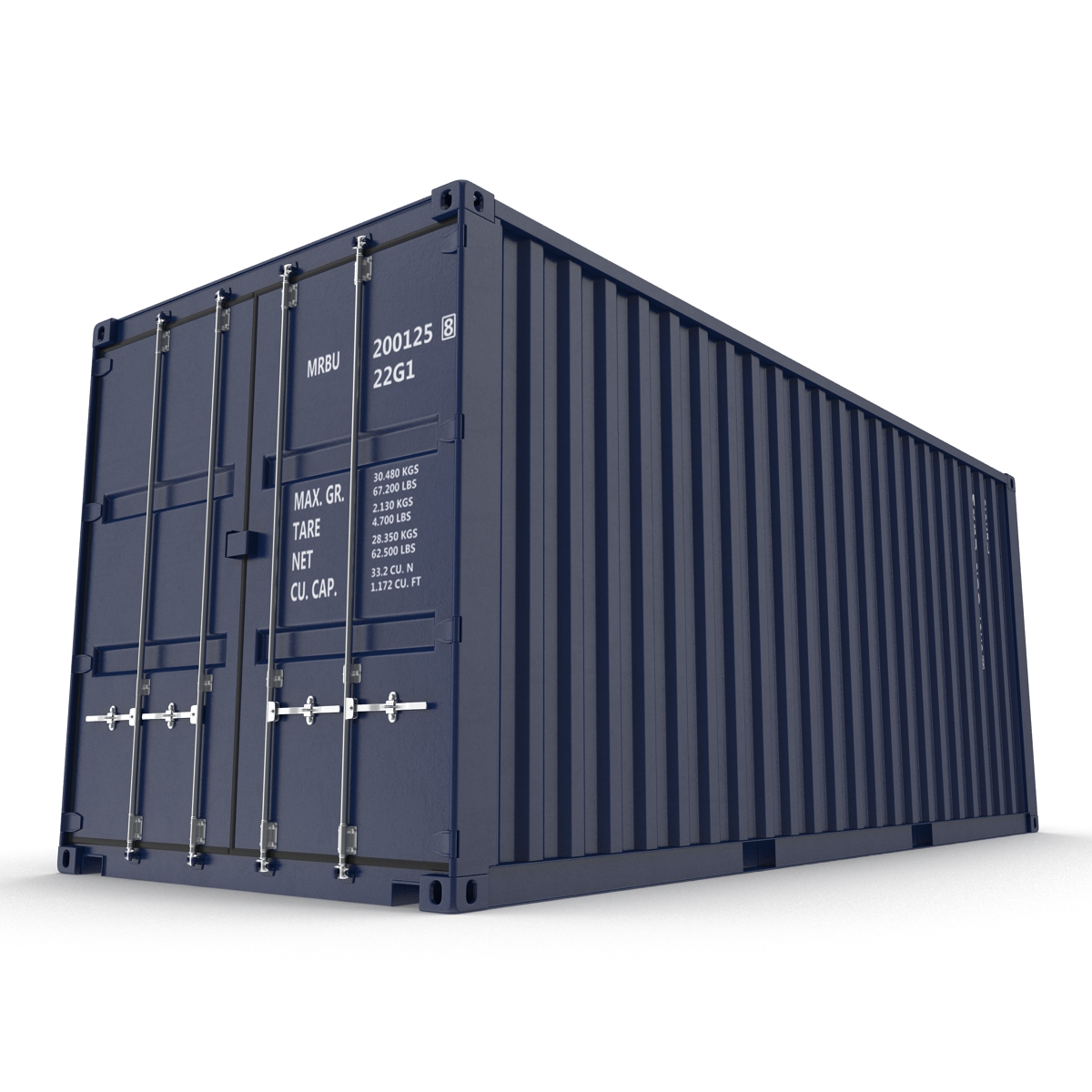 3D 20 ft ISO Container Blue 2