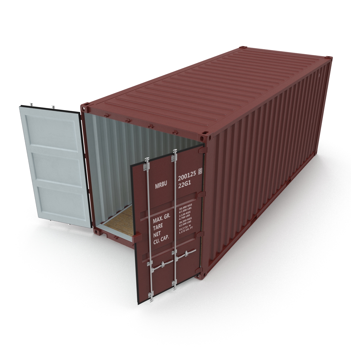 3D model 20 ft ISO Container Brown