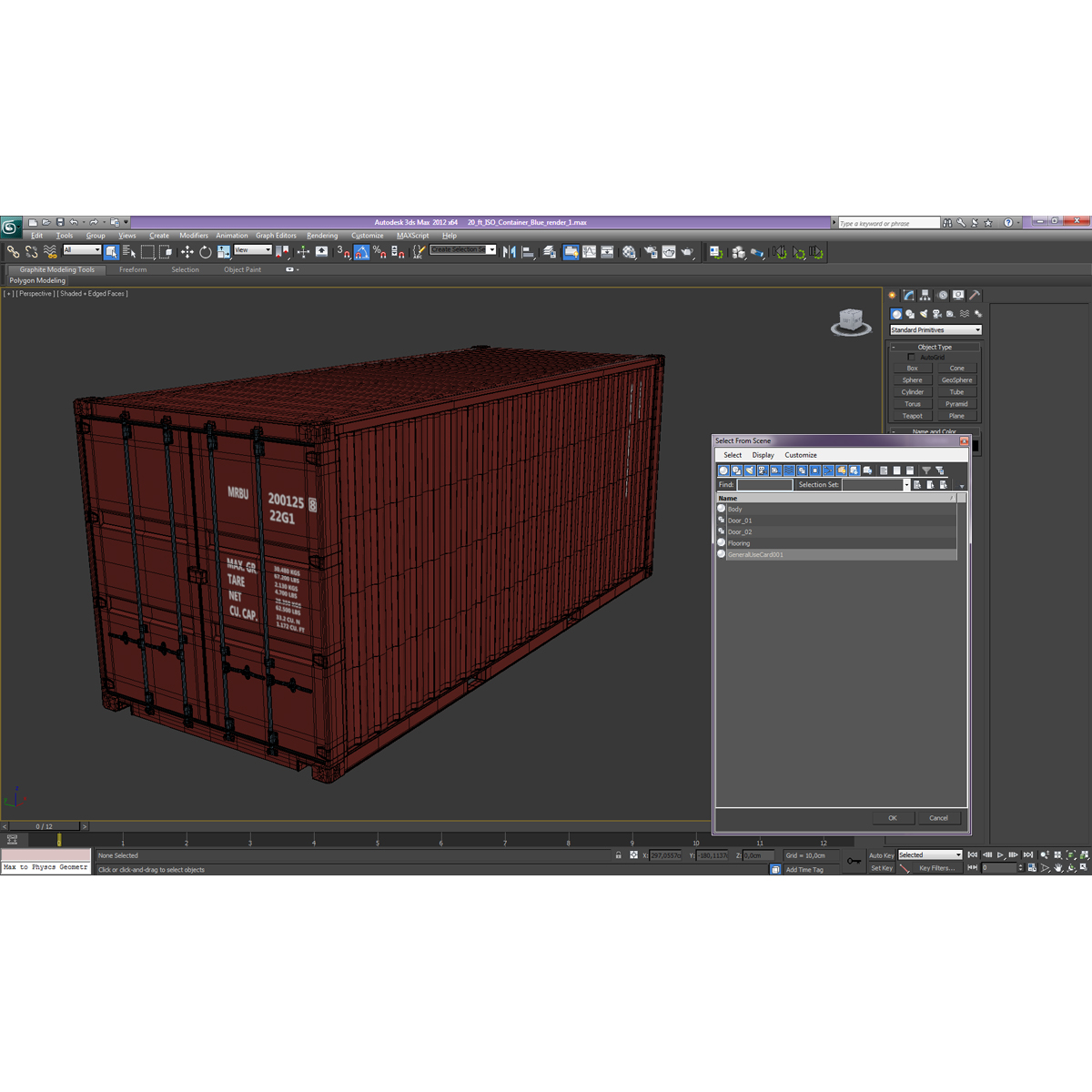 3D model 20 ft ISO Container Brown