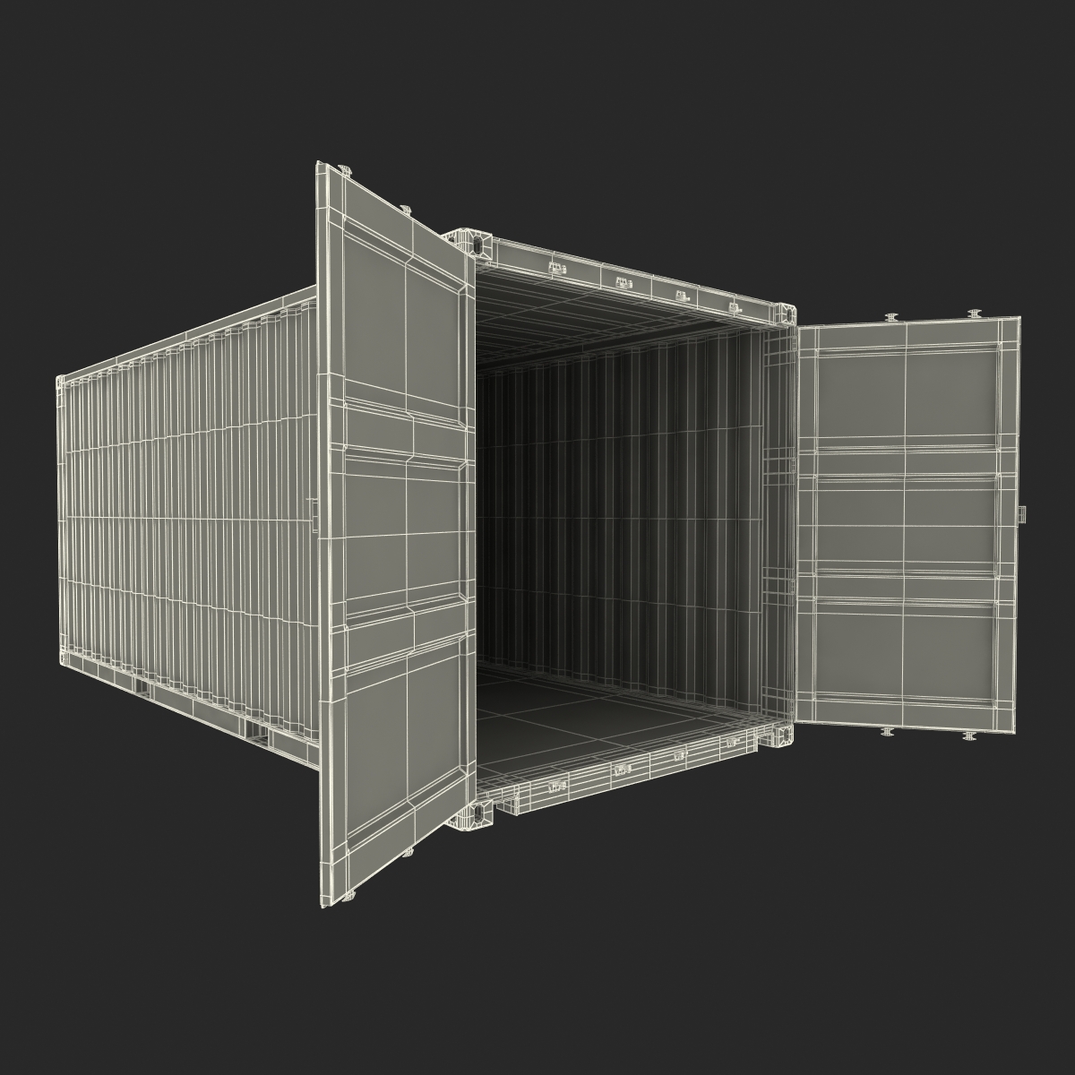 3D model 20 ft ISO Container Brown