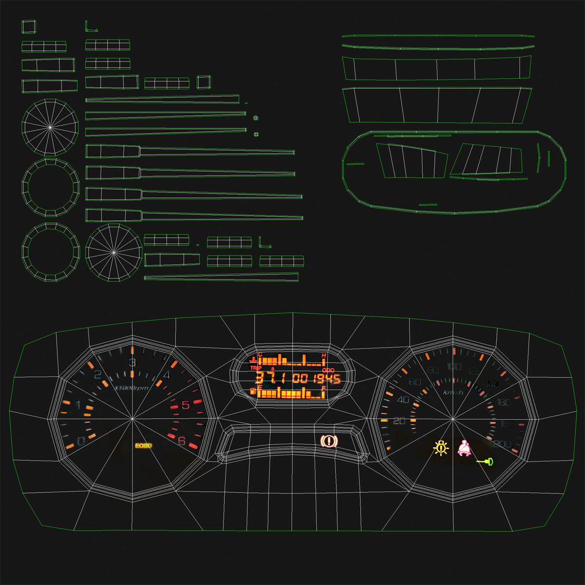 3D model London Cab TX1 Simple Interior