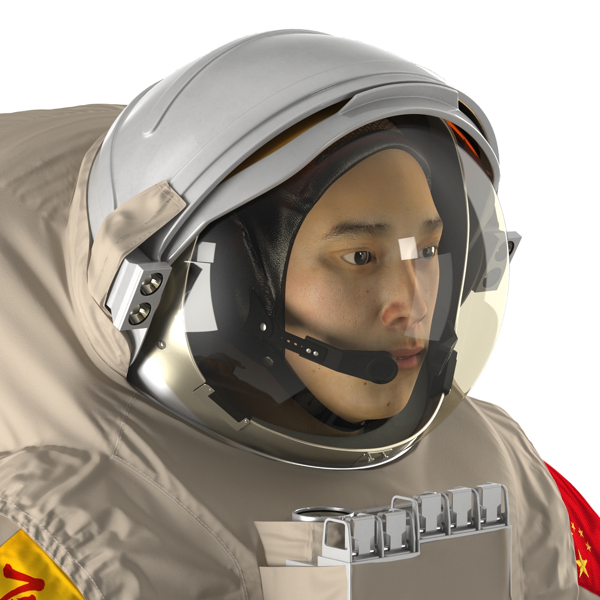 3D Chinese Astronaut Wearing Space Suit Feitian Rigged