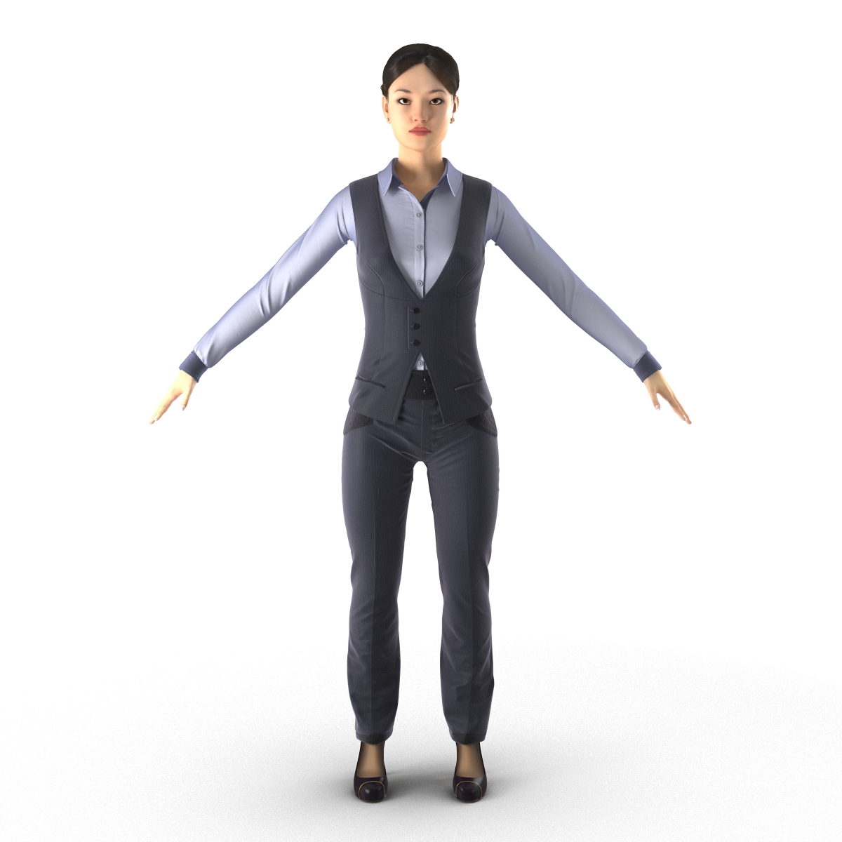 Asian Business Woman Rigged 3D