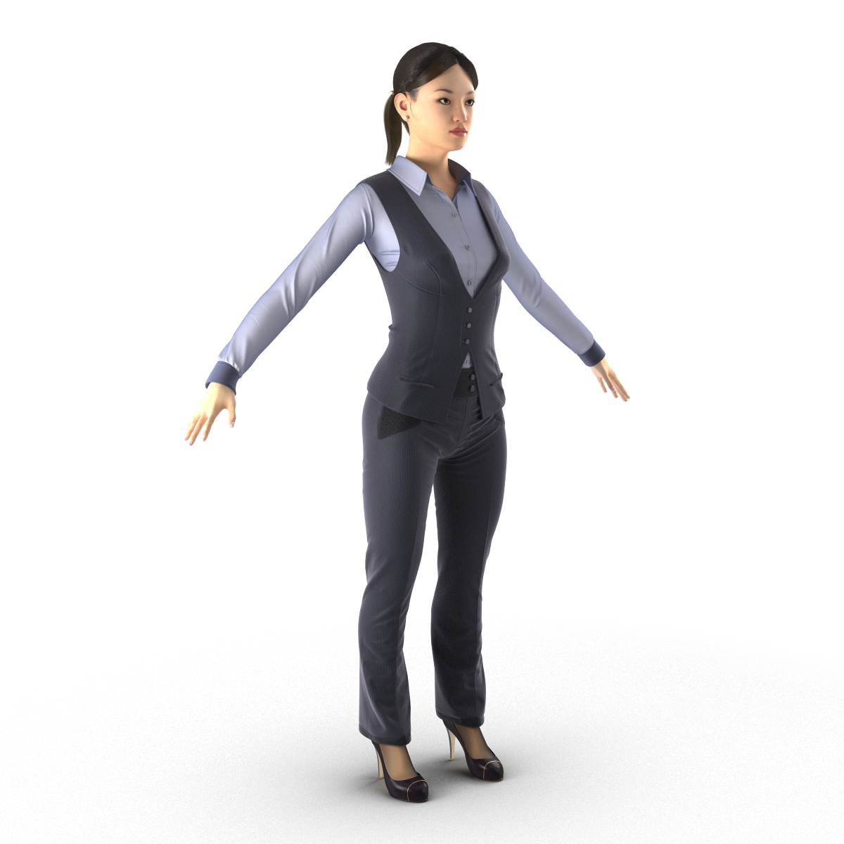 Asian Business Woman Rigged 3D