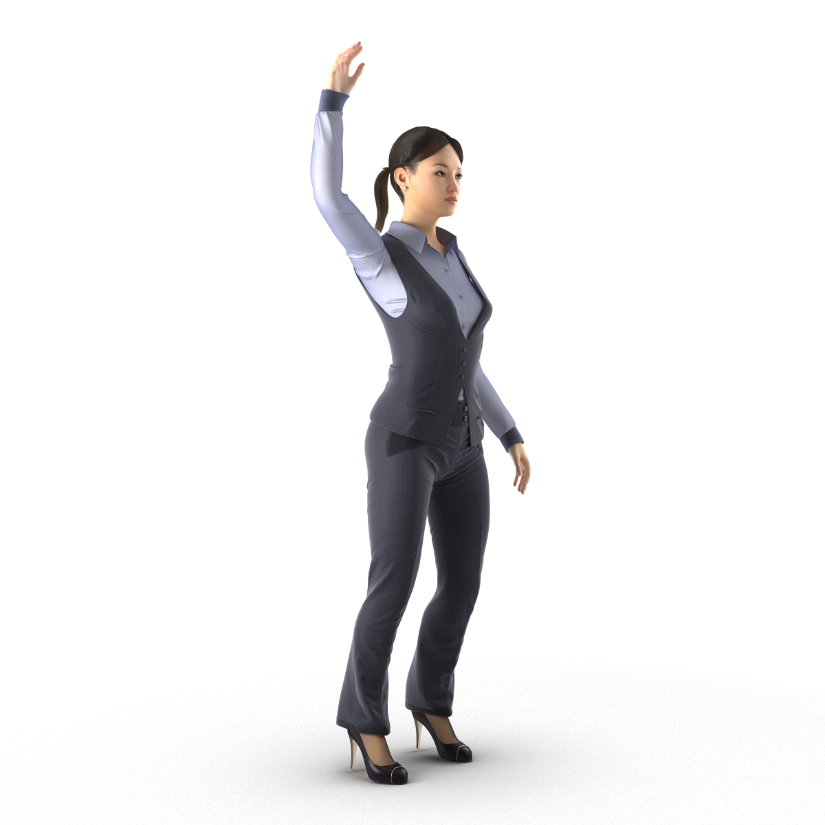 Asian Business Woman Rigged 3D