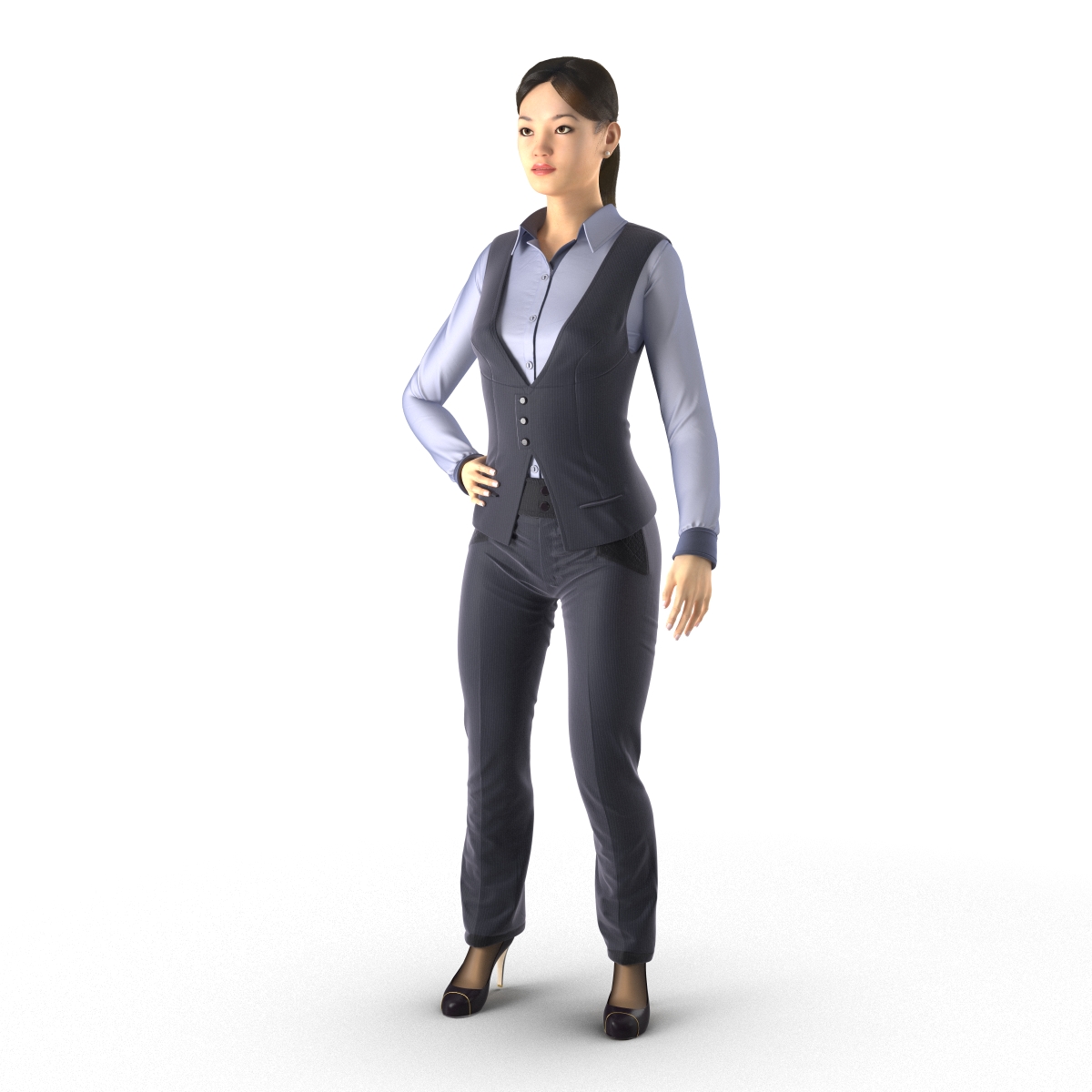 Asian Business Woman Rigged 3D