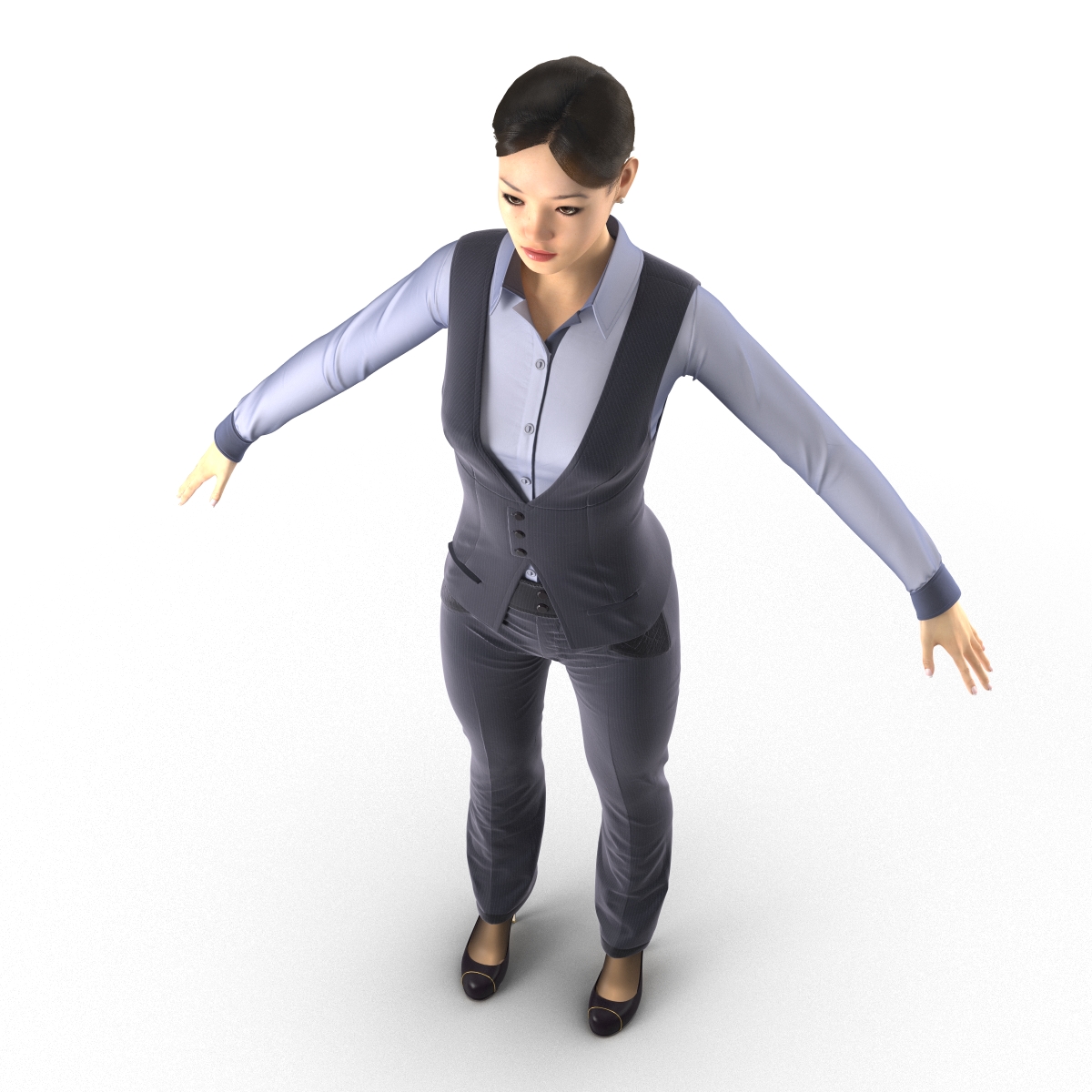 Asian Business Woman Rigged 3D