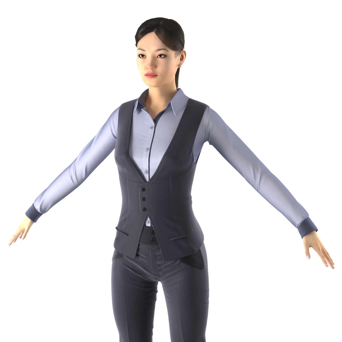 Asian Business Woman Rigged 3D