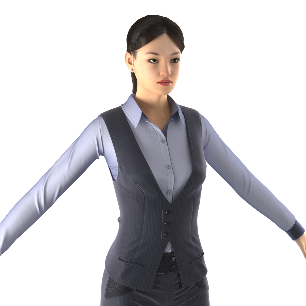 Asian Business Woman Rigged 3D