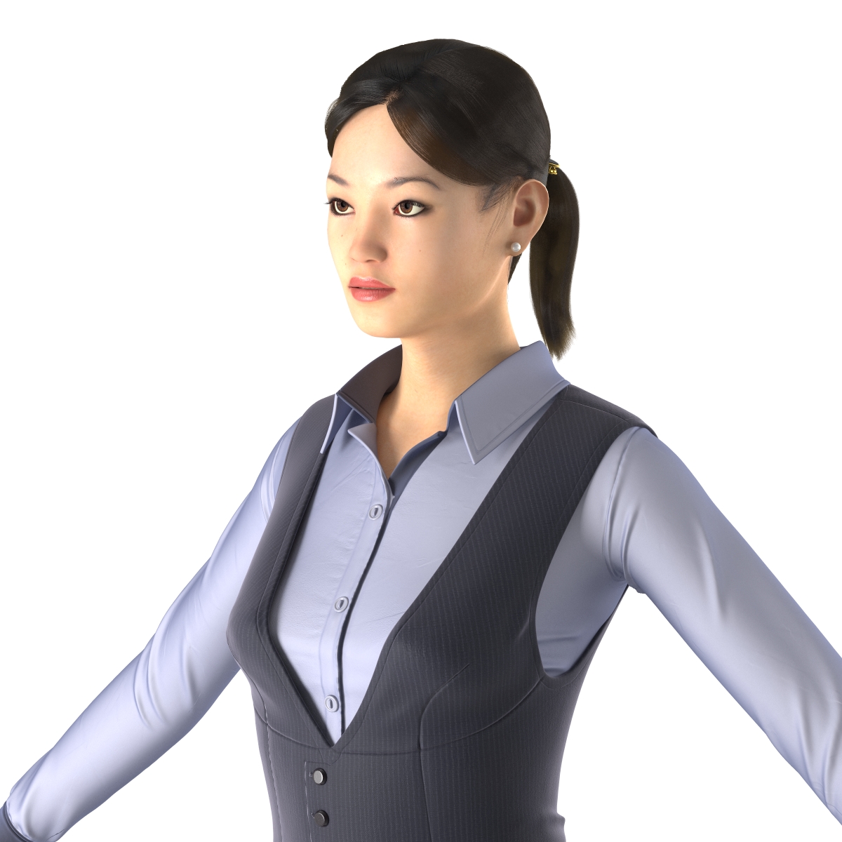 Asian Business Woman Rigged 3D