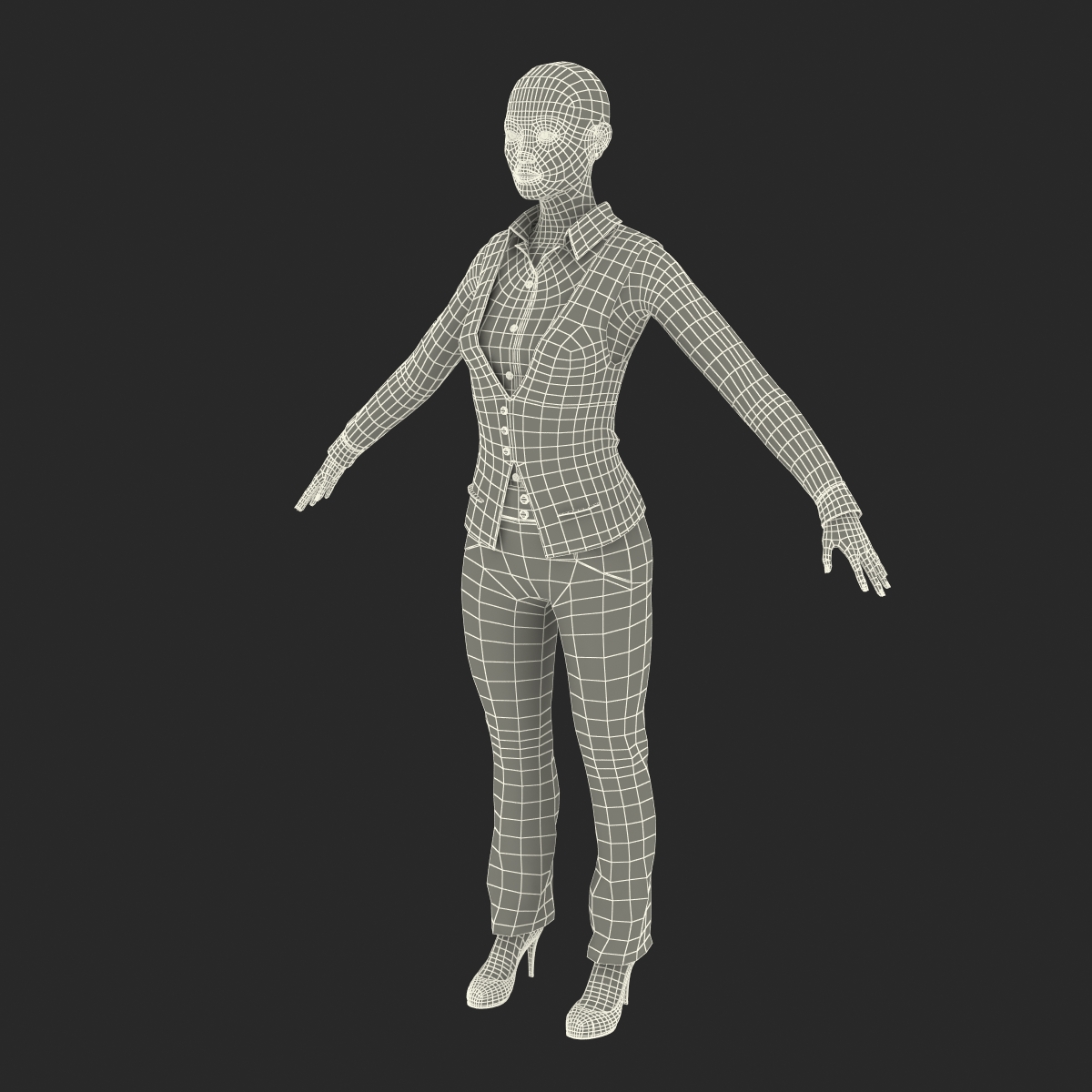 Asian Business Woman Rigged 3D