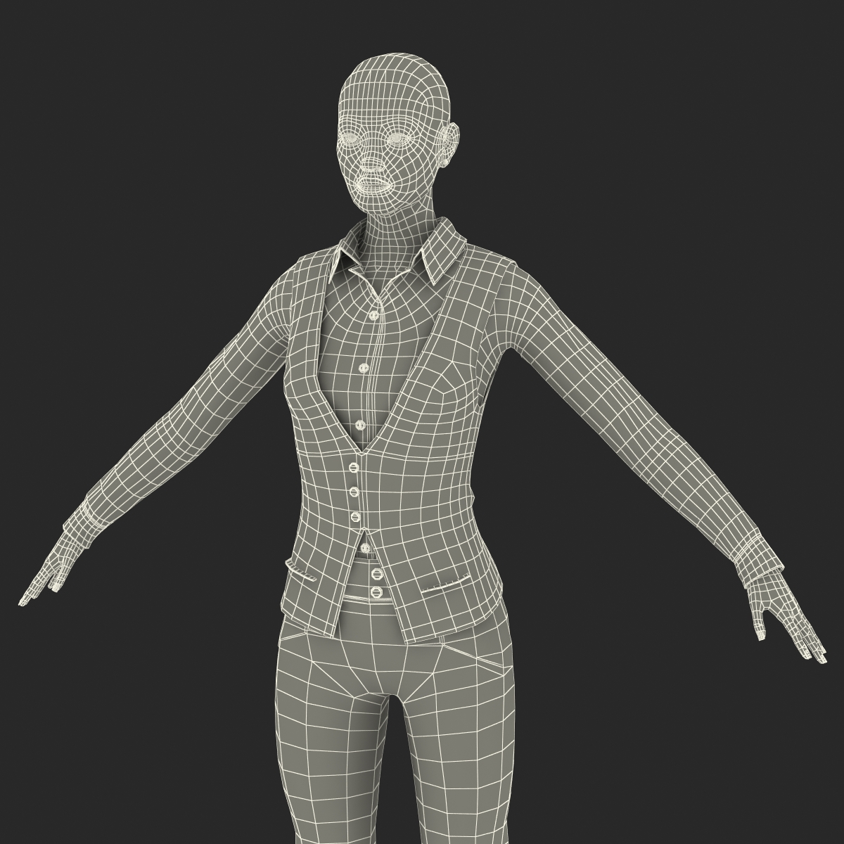 Asian Business Woman Rigged 3D