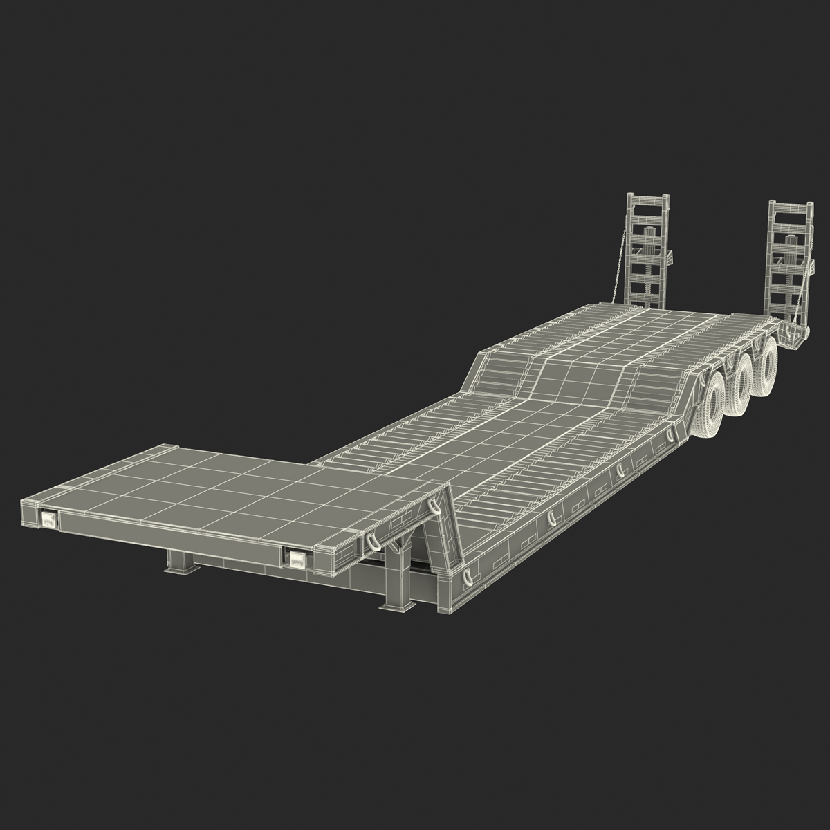 3D model Double Drop Lowboy Tri Axle Trailer