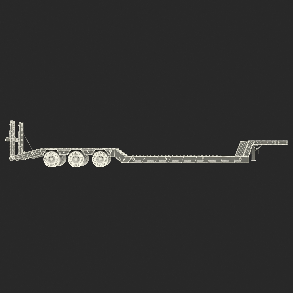 3D model Double Drop Lowboy Tri Axle Trailer