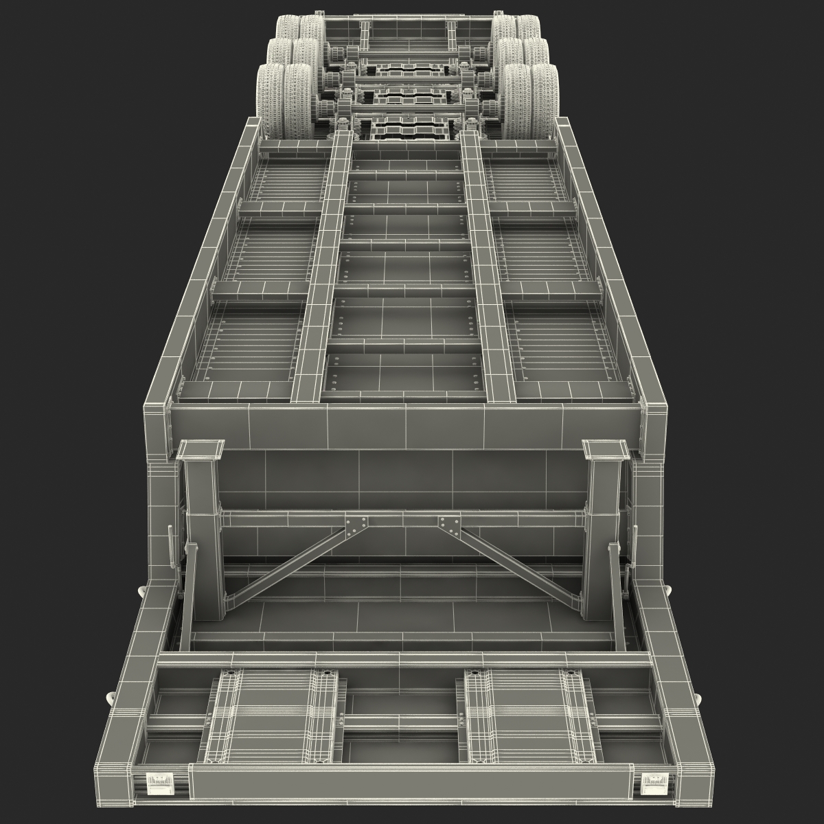 3D model Double Drop Lowboy Tri Axle Trailer