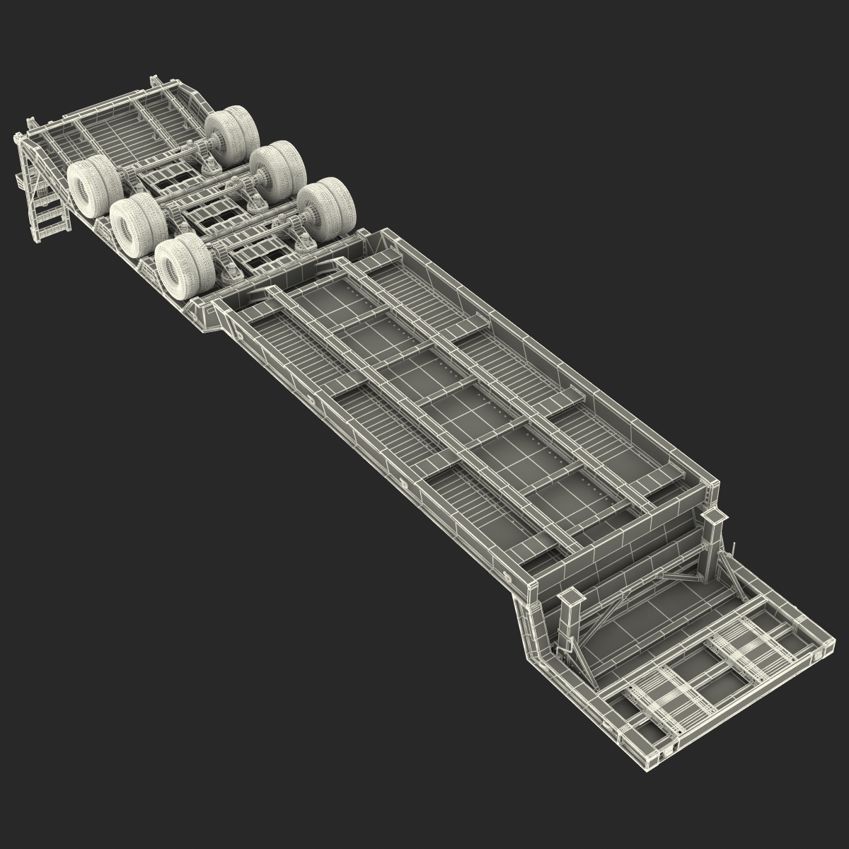 3D model Double Drop Lowboy Tri Axle Trailer