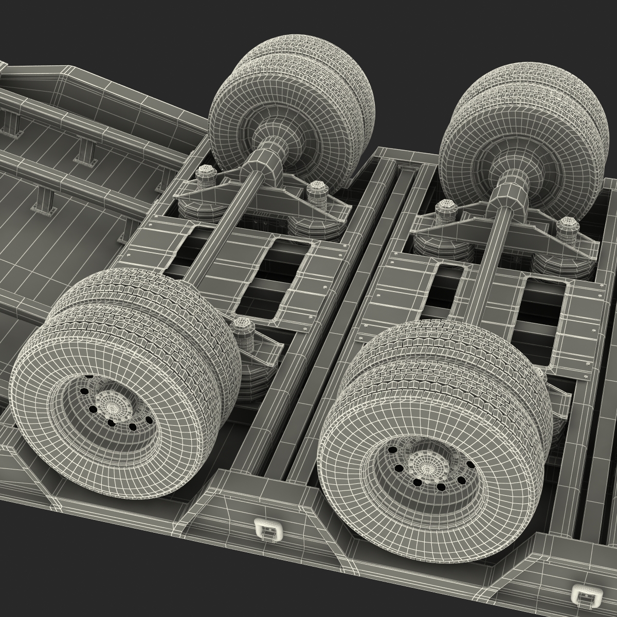 3D model Double Drop Lowboy Tri Axle Trailer