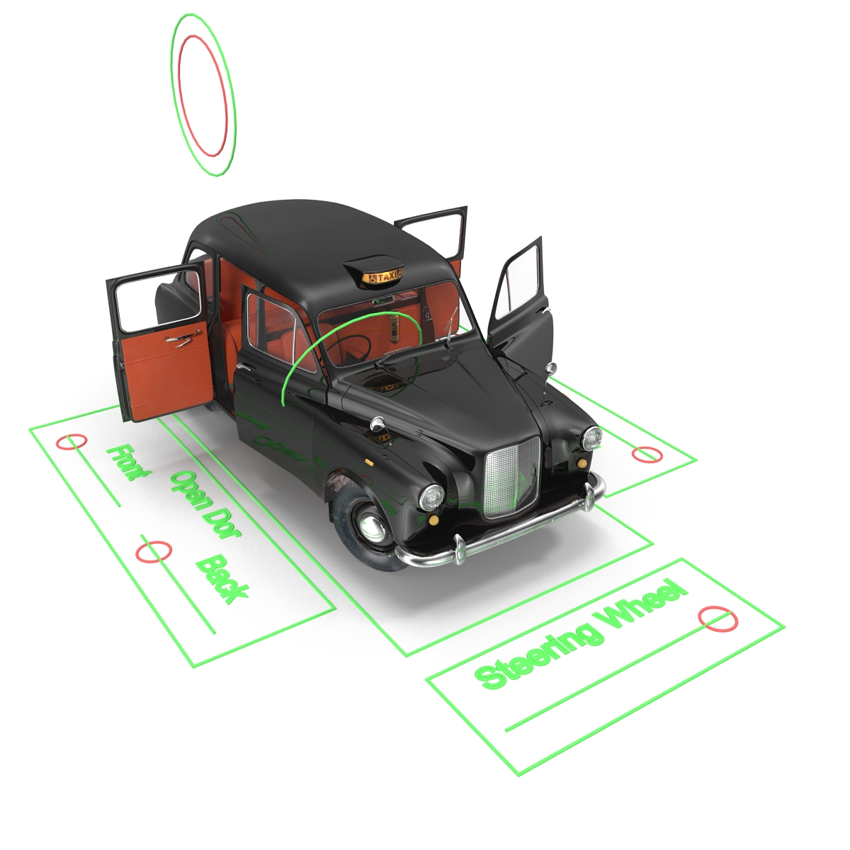 3D London Cab FX4 Rigged