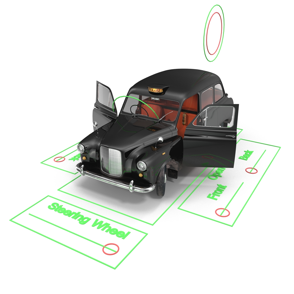 3D London Cab FX4 Rigged