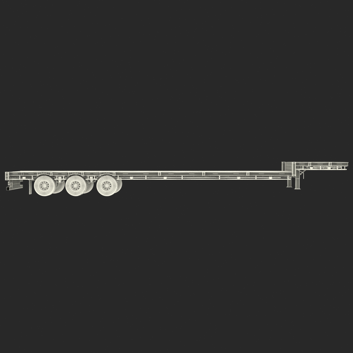 Single Drop Tri Axle Extendable Trailer 3D model