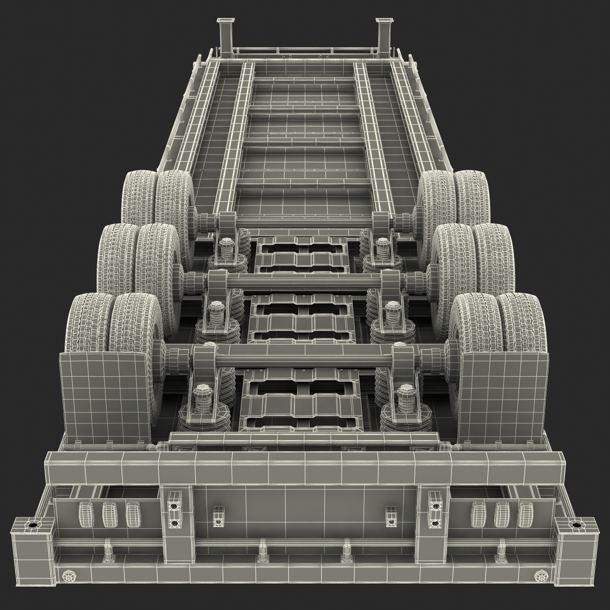 Single Drop Tri Axle Extendable Trailer 3D model