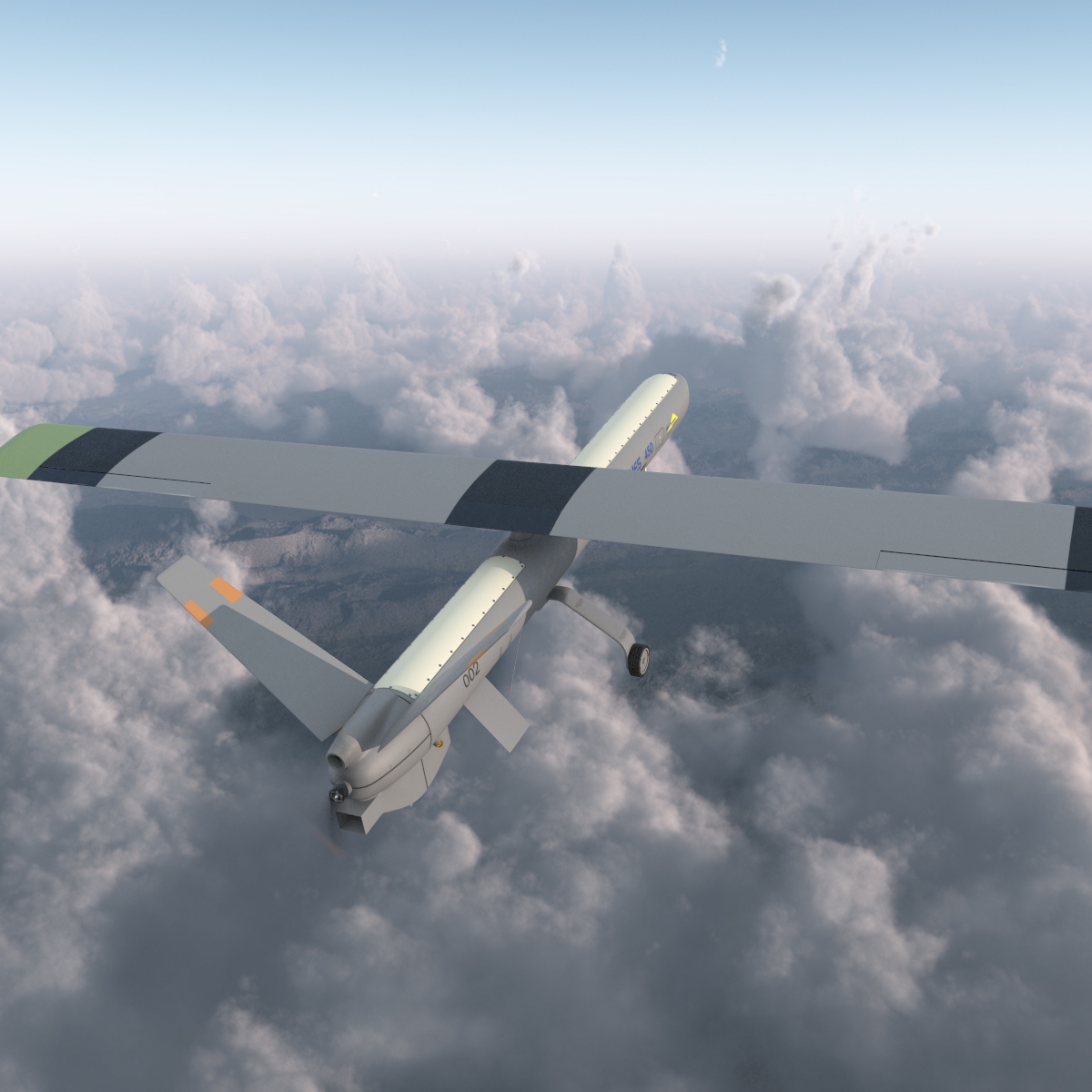 Elbit Hermes 450 Israel UAV Rigged 3D model