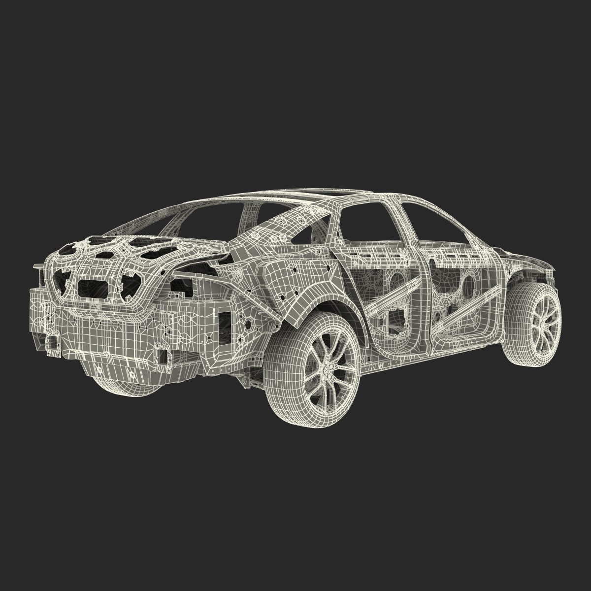 Car Frame with Chassis 3 3D model