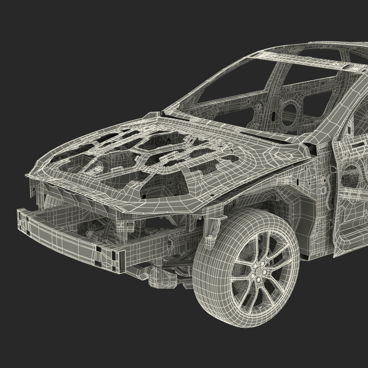 Car Frame with Chassis 3 3D model