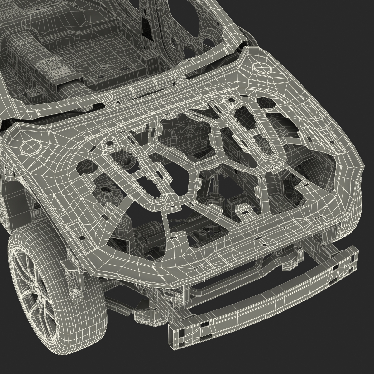 Car Frame with Chassis 3 3D model