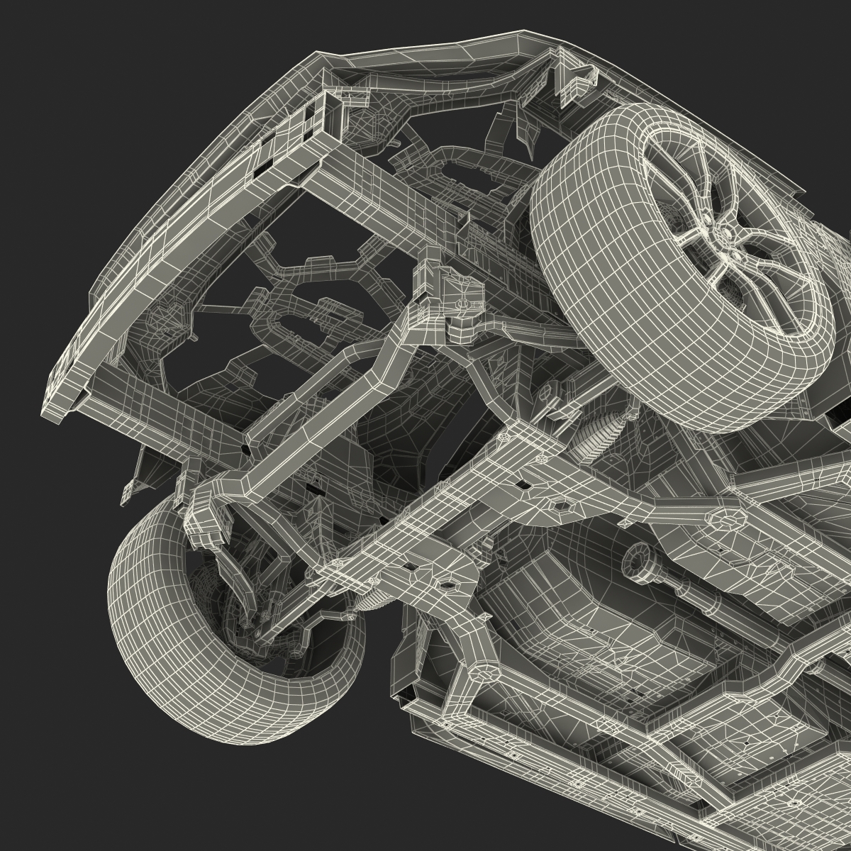 Car Frame with Chassis 3 3D model