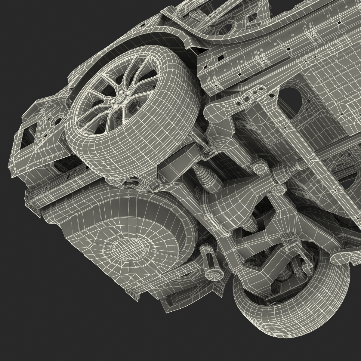 Car Frame with Chassis 3 3D model