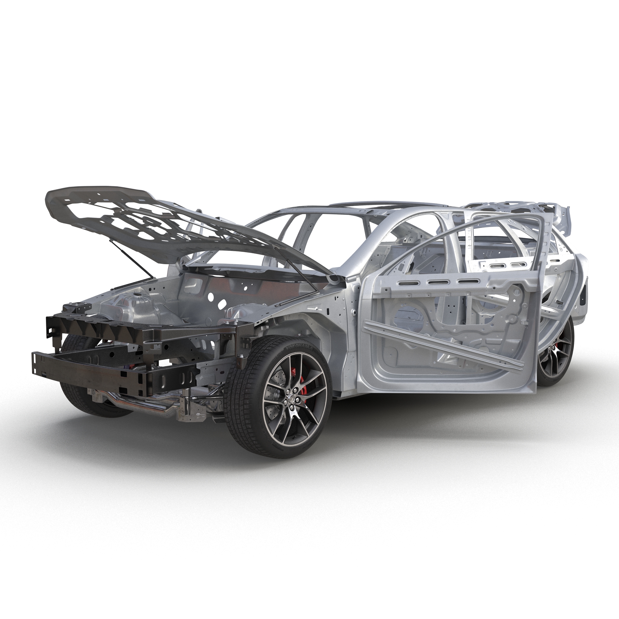 3D Car Frame with Chassis 3 Rigged