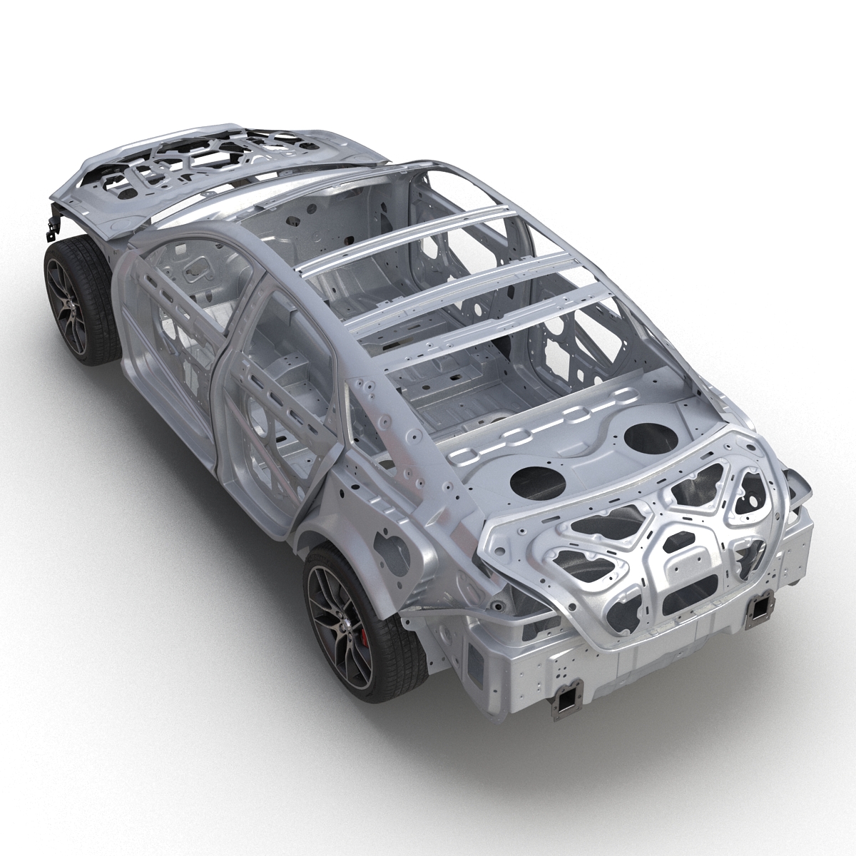 3D Car Frame with Chassis 3 Rigged