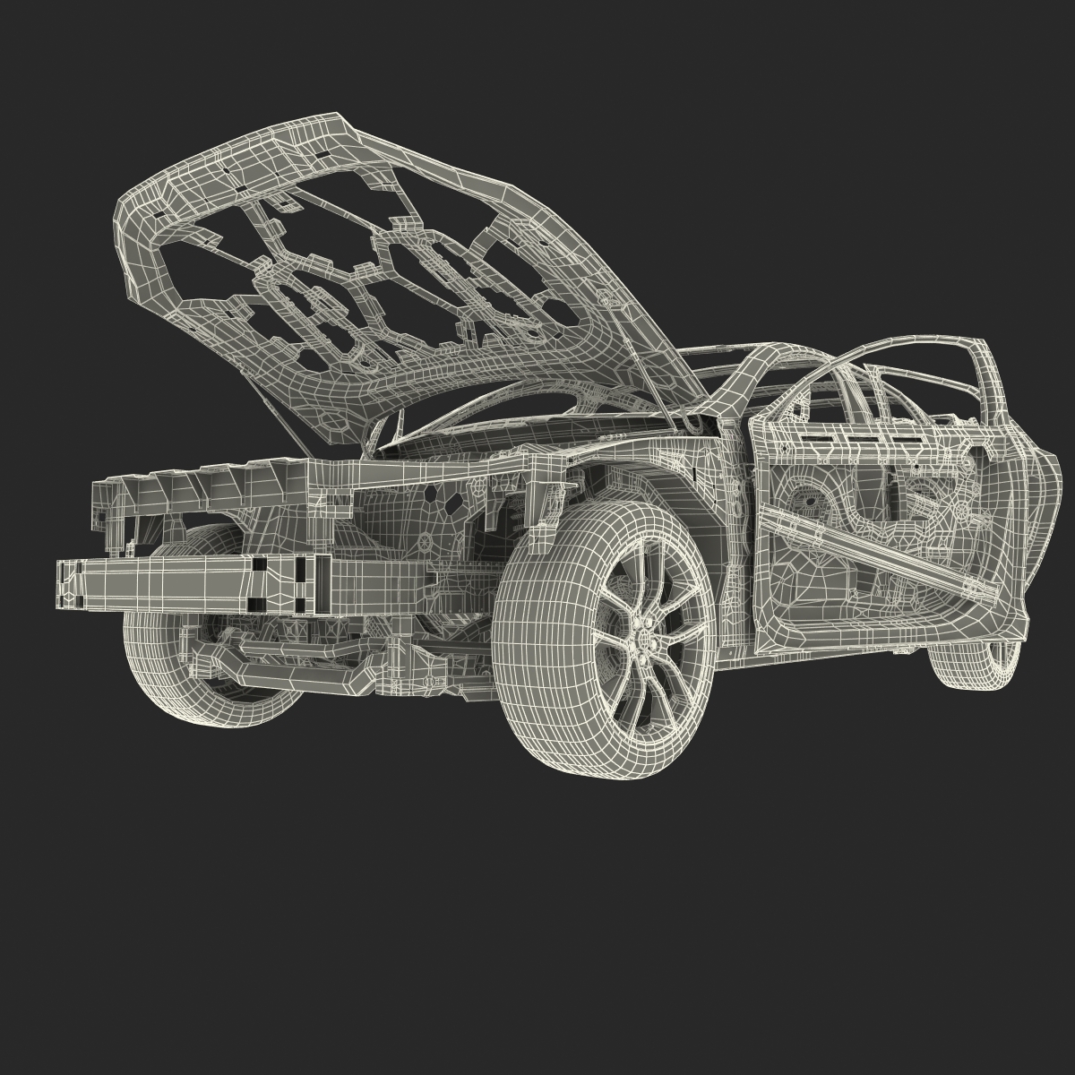 3D Car Frame with Chassis 3 Rigged