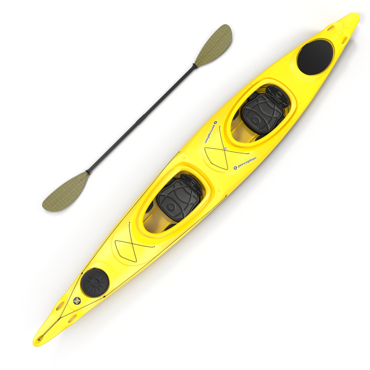 3D Kayak 2 Yellow with Paddle